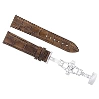 19MM LEATHER BAND STRAP DEPLOYMENT BUTTERFLY CLASP FOR TISSOT PRC200 LIGHT BROWN