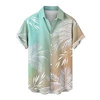 Gradient Hawaiian Shirts for Men Printed Big and Tall Casual Short Sleeve Button Down Summer Tropical Beach Shirts