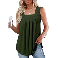 BETTE BOUTIK Womens Tank Tops Pleated Sleeveless Blouse Summer Tops Basic Shirts S-3XL