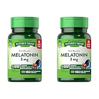 Nature's Truth Melatonin 3mg | 180 Fast Dissolve Tablets | Natural Berry Flavor | Vegetarian, Non-GMO, Gluten Free (Pack of 2)