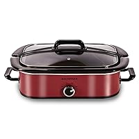 Magnifique 4-Quart Slow Cooker with Casserole Manual Warm Setting - Perfect Kitchen Small Appliance for Family Dinners, Dishwasher Safe Crock, Red