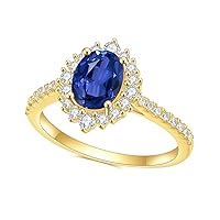 Solid Gold 10/14/18k 1CT Oval Cut Gemstone Rings for Women,Birthstone Gemstone Anniversary Wedding Band Ring Best Jewelry Gift for Valentine's Day For Her,Free Engrave