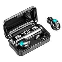 PRO Touch Wireless Earbuds LED Compatible with ZTE Blade V50 Vita IPX4 2,000mah PowerBank 24h Plus Water/Sweatproof/9D Noise Reduction & Quad Mic (Black)