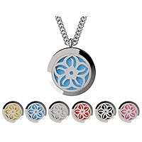 Wild Essentials Lotus Flower Essential Oil Diffuser Necklace, Stainless Steel Locket Pendant with 24 inch Chain, 12 Color Refill Pads, Customizable Color Changing Perfume Jewelry for Aromatherapy