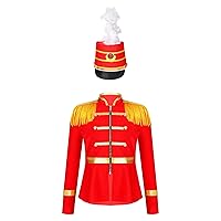 Kids Boys Girls Halloween Red Circus Ringmaster Costumes Drum Majorette Victorian Boy Costume Military Jacket