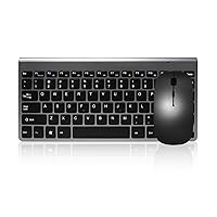 ZTZ 2.4G Mini USB Keyboard with Silent Mouse Combo for Laptop/Desktop/Table and PC, Ultra Slim Portable Mute Wireless Keyboard and Mouse Combo (USB Receiver in Keyboard) (Black+Gray)