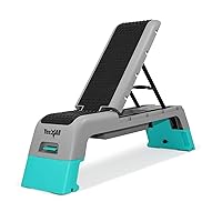 Yes4All Multifunctional Fitness Aerobic Step Platform/Aerobic Deck, Household Step Workout Bench for Home Gym (Blue/Grey)