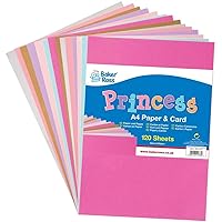 Baker Ross FE271 Princess A4 Paper & Card Pack - Pack of 120, Colored Art Supplies for Kids Craft Making Activities