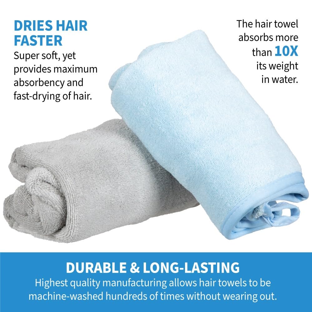 ForPro Premium Microfiber Hair Towel Wrap, 2-Pack Quick Drying Hair Turban for Women, 10
