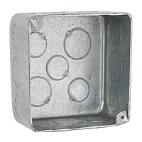 Hubbell-Raco 239 4 in. Square Plenum Box, Eleven 1/2 and Five 3/4 in. Knockouts, Drawn, 2-1/8 in. Deep, Gray