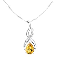 ANAKHA Sterling Silver Solid 14K Gold Natural Citrine Infinity Teardrop Pendant Necklace for Women