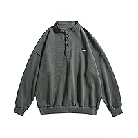 Men's Quarter Zipper hoodless Long-Sleeved Plus Velvet Round Neck Sweater Large Size Advanced Solid Color Basic Style