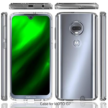 RKINC Case for Motorola Moto G7, Reinforced Corners Soft Cushion TPU Bumper + Hybrid Crystal Clear Rugged Hard Transparent Cover for Motorola Moto G7