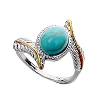 Rings for Women Luxury Creative Turquoise Feather Enamel Ring Women's Jewelrya Good Gift for a Girlfriend, Boyfriend, Family
