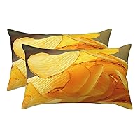 2 Pack King Size Pillow Cases with Envelope Closure Potato Chips Pillow Cover 20x36 Inches Soft Breathable Pillowcase for Hair and Skin, Sleeping Gift