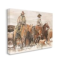 Stupell Industries Cowboys and Horses Farm Western Painting, 24x30, Gallery Wrapped Canvas