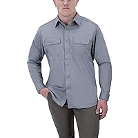Vertx Guardian Mens Tactical Shirt, Long Sleeves, Concealed Carry Clothing for Police, Special OPs, Combat, Law Enforcement Apparel, Snap Button Fastening, Storm Surge Grey, XL
