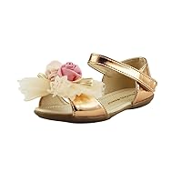 Beautiful Girl's Dress Shoes Sandals with Chiffon Flowers on top Toddler Size