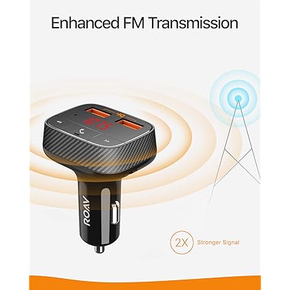 Anker Roav SmartCharge F0 Bluetooth FM Transmitter for Car, Audio Adapter and Receiver, Hands-Free Calling, MP3 Car Charger with 2 USB Ports, PowerIQ, and AUX Output (No Dedicated App)