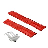 20MM LEATHER WATCH BAND STRAP COMPATIBLE WITH TAG HEUER CARERRA TWIN TIME FORMULA CLASP RED