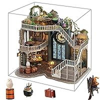 DIY Miniature Dollhouse Kit with Dust Cover,Retro Magic Wooden Dolls House Kits Build Crafts for Adults, DIY Miniature House Making Kit 1:24 Scale (Retro Magic)