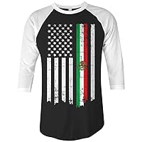 Threadrock Mexican American Flag Unisex Raglan T-Shirt