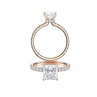 Diamond Wish IGI Certified 1 to 1 1/5 Carat Princess Cut Lab Grown Diamond Ribbon Halo Engagement Ring for Women in 14k Gold (E-F, VS-SI, cttw) Anniversary Promise Ring Size 4 to 9