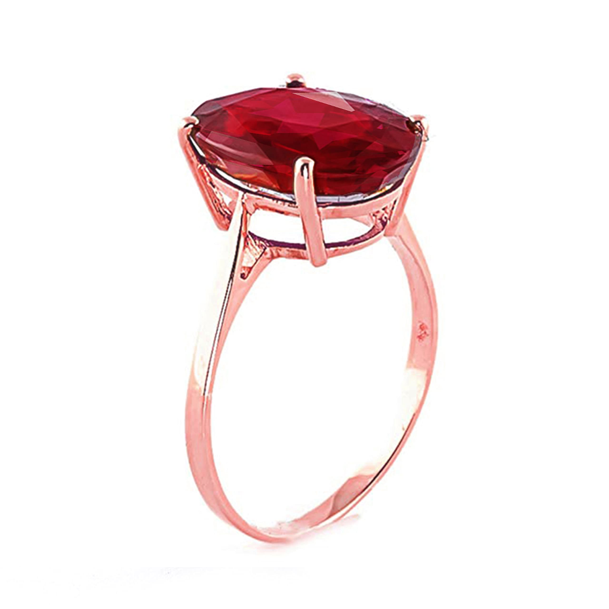 Galaxy Gold GG 14k Solid Rose Gold Ring 7.5 ct Oval-Shaped Ruby