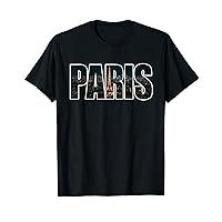 Paris France Night Skyline Urban Photography Font T-Shirt