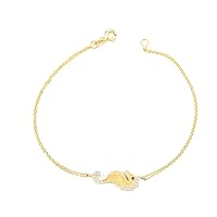 Seahorse Bracelet, 14K Real Gold Seahorse Bracelet, Dainty Custom Sea Animal Bracelet, Minimalist Gold Seahorse Bracelet (7.0 inches, Yellow Gold)