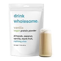drink wholesome Vegan Vanilla Almond Protein Powder | for Sensitive Stomachs | Easy to Digest | Gut Friendly | No Bloating | 1.15 lb