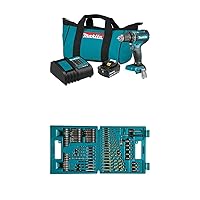 Makita XFD131 18V LXT Lithium-Ion Brushless Cordless 1/2 In. Driver-Drill Kit (3.0Ah) and B-49373 75 PC Metric Drill and Screw Bit Set