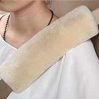 Genuine Sheepskin Soft Fuzzy Car Seat Belt Pad,Comdy Fluffy Seatbelt Stap Covers for Shoulder Pad Neck Cushion Protector Car Accessories(Pearl, 1Pcs)