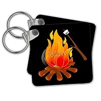 3dRose Key Chains Feelin Toasty Campfire and Roasting Marshmallows (kc-311394-1)