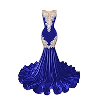 Engerla Purple Mermaid Prom Dress Applique Velvet Pageant Evening Dress Celebrity Party Gowns Church Train