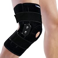 Plus Size Knee Brace for Women Men Hinged Knee Brace with Side Stabilizers Adjustable Knee Brace for Arthritis Pain and Support,Meniscus Tear,Injury Recovery,Pain Relief (5XL/6XL)