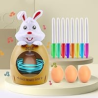 Easter Egg Lathe with Lights Music Kids Easter Egg Decorating Kit Cute Bunny Decorator with 8 Dying Markers, 3 Plastic Eggs, Slings Dendrim Kit DIY Coloring Kits (Size : Brown+white)