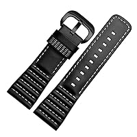28mm Black Leather Watch Strap Band Buckle For SevenFriday P1 P2 P3 Watches (White) Black buckle