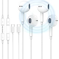 2 Packs-USB C Headphones for iPhone 15,Type C with Microphone Volume Control Noise Canceling Earphones with Smartphone iPhone 15 Pro Max,iPad Pro,Pixel 8,Galaxy S24,Most USB C Jack Devices