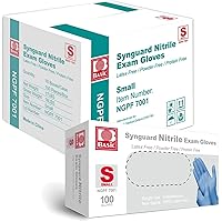 Basic Medical Blue Nitrile Exam Gloves - Latex-Free & Powder-Free - NGPF-7001(Case of 1,000), Small