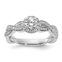 14k Gold White Diamond Round By pass Engagement Ring Jewelry for Women