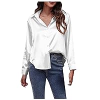 Women's Blouses Fashion 2023 Solid Color Satin Silk Shirt Long Sleeved Imitation Shirt Top Blouses