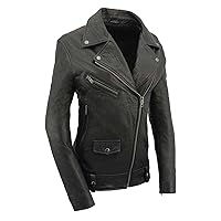 Milwaukee Leather SFL2875 Women's Black Premium New Zealand Lambskin Motorcycle Style Leather Jacket - 4X-Large