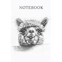 Alpaca Drawing Art Paperback Cover: 6”x 9” | 120 Pages Lined Notebook
