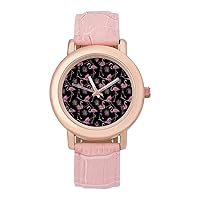Pink Flamingo Classic Watches for Women Funny Graphic Pink Girls Watch Easy to Read