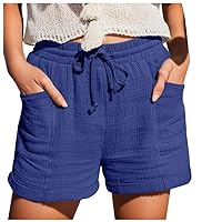Linen Shorts Women Summer Women Straight Leg Casual Pants High Waist Sports Loose Shorts Casual Fashion Pants