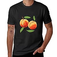 Peaches Fruit Men's T Shirt Print Short Sleeve Shirts Casual Crewneck Tee Top for Workout Beach