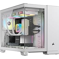 CORSAIR iCUE LINK 2500X RGB Small-Tower mATX Dual Chamber PC Case – Panoramic Tempered Glass – Reverse Connection Motherboard Compatible – 2x CORSAIR RX120 RGB Fans Included – White