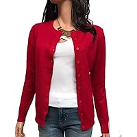 Women's Solid Basic Stretch Button Down Knit Sweater Cardigan