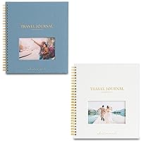 2 Pack Travel Journal for Women with Prompts – Travel Scrapbook, Bucketlist, Roadtrip & Adventure Journal – Great Travel Planner Gift, Undated Travel Diary, Travel Journal for Men, Couples, Teens (Oce
